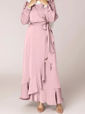 Veiled Collection Shereen Wrap Satin Maxi Dress - Dusty Mauve